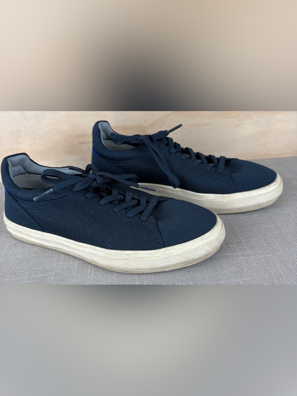 Rothys RS02 Mens Navy Blue Lace Up Knit Sneakers Low Top Shoes Size 8
